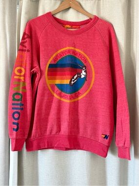 Aviator Nation Red La Jolla Crew Sweatshirt size XL